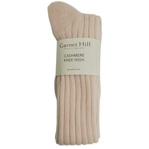 Soft Ribbed 82% Cashmere Knee High Socks 9-11 Warm Cozy Garnet Hill Blush Pale
